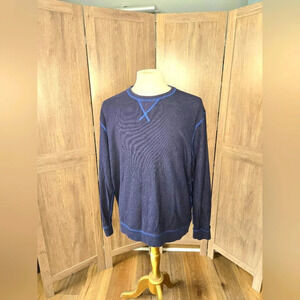 Mens dark navy pullover long sleeve shirt 100% cotton